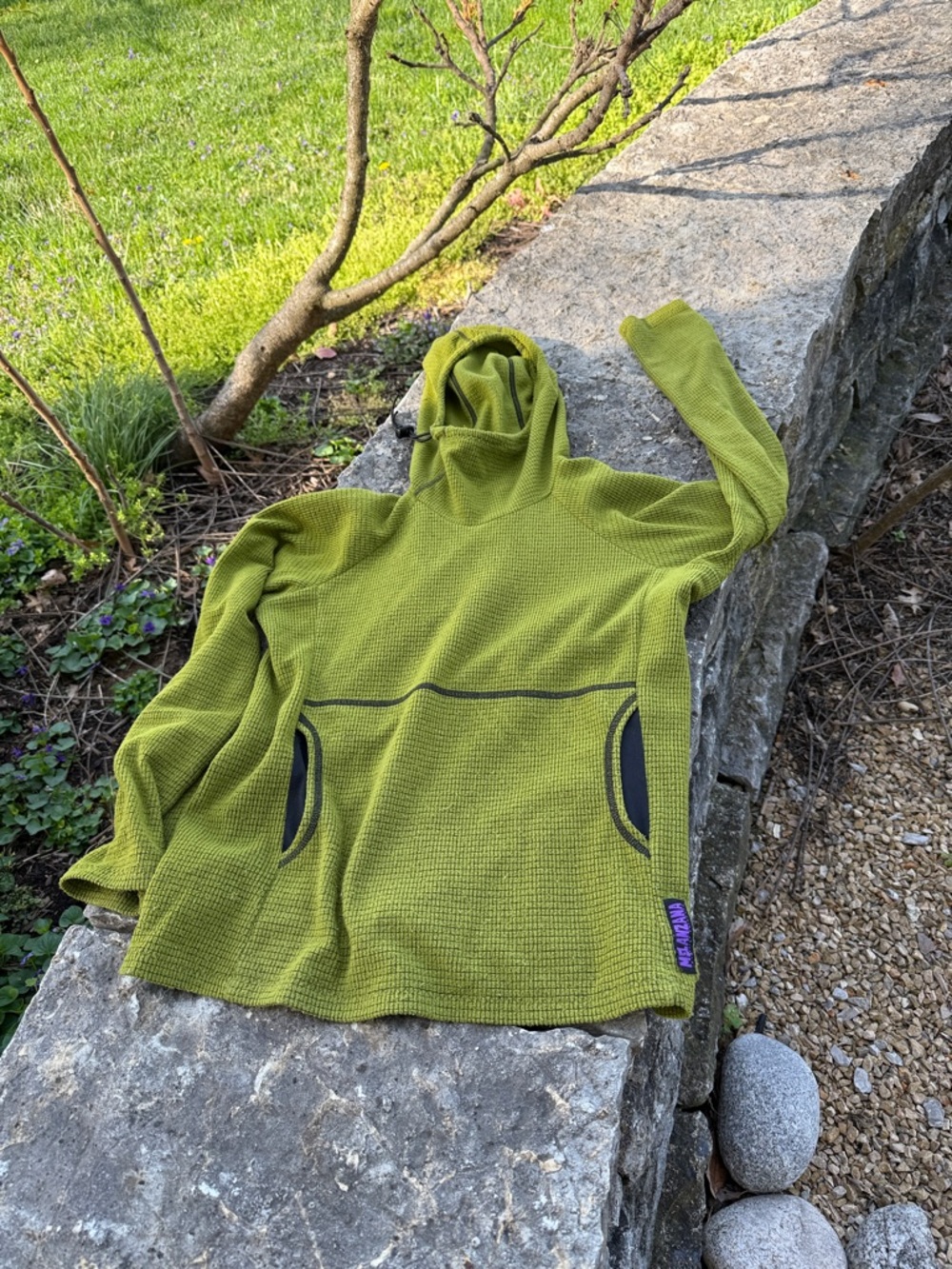 Melanzana Lime Green Hooded Fleece Pullover